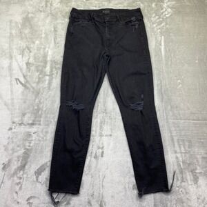 MOTHER Looker Ankle Fray‎ Guilty as Sin Jeans Black Distressed Size 31 Fits 30"